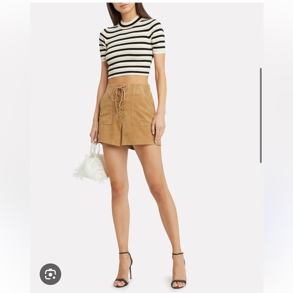 Fifth & Mode Camel Suede Lace-Up Shorts | Intermix | Size 6 - Picture 2 of 8